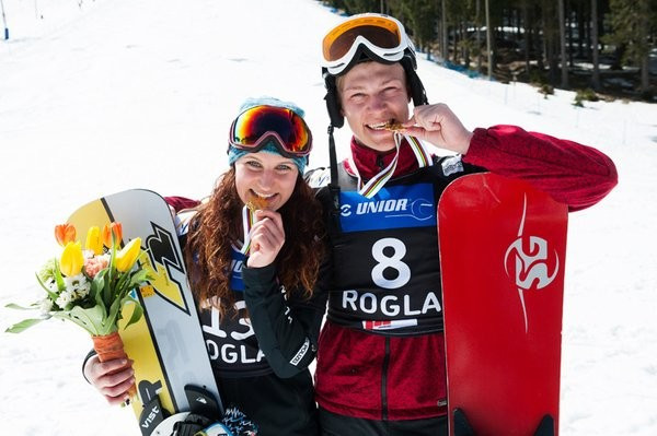 Dmitry Loginov (right) and Ramona Theresia Hofmeister of Germany each claimed gold medals ©FIS/Twitter