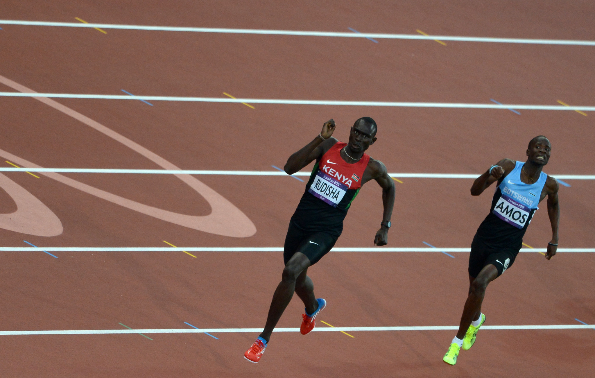 Nijel Amos won silver in the men's 800 metres final at London 2012 behind David Rudisha of Kenya in one of the greatest races of the modern era ©Getty Images