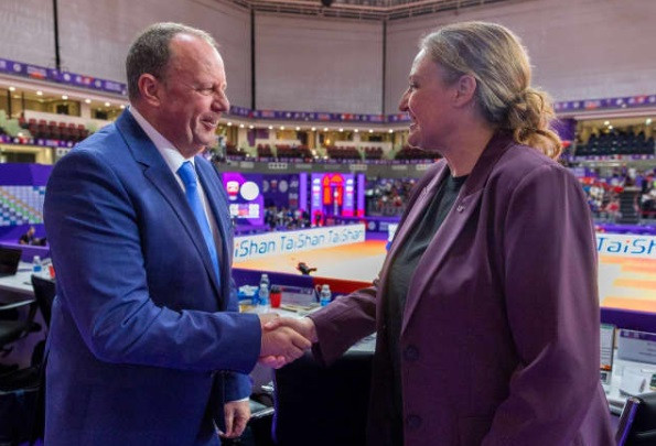 Claudiu Chimoiu, left, takes over from Lisa Allan, right, who has recently been elected as the IJF's new secretary general ©IJF