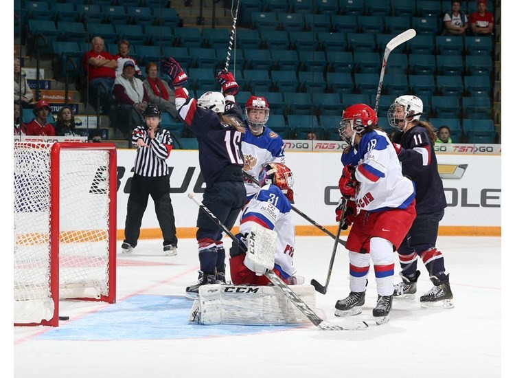 The United States booked their place in the final with a 9-0 rout of Russia in the last four ©IIHF