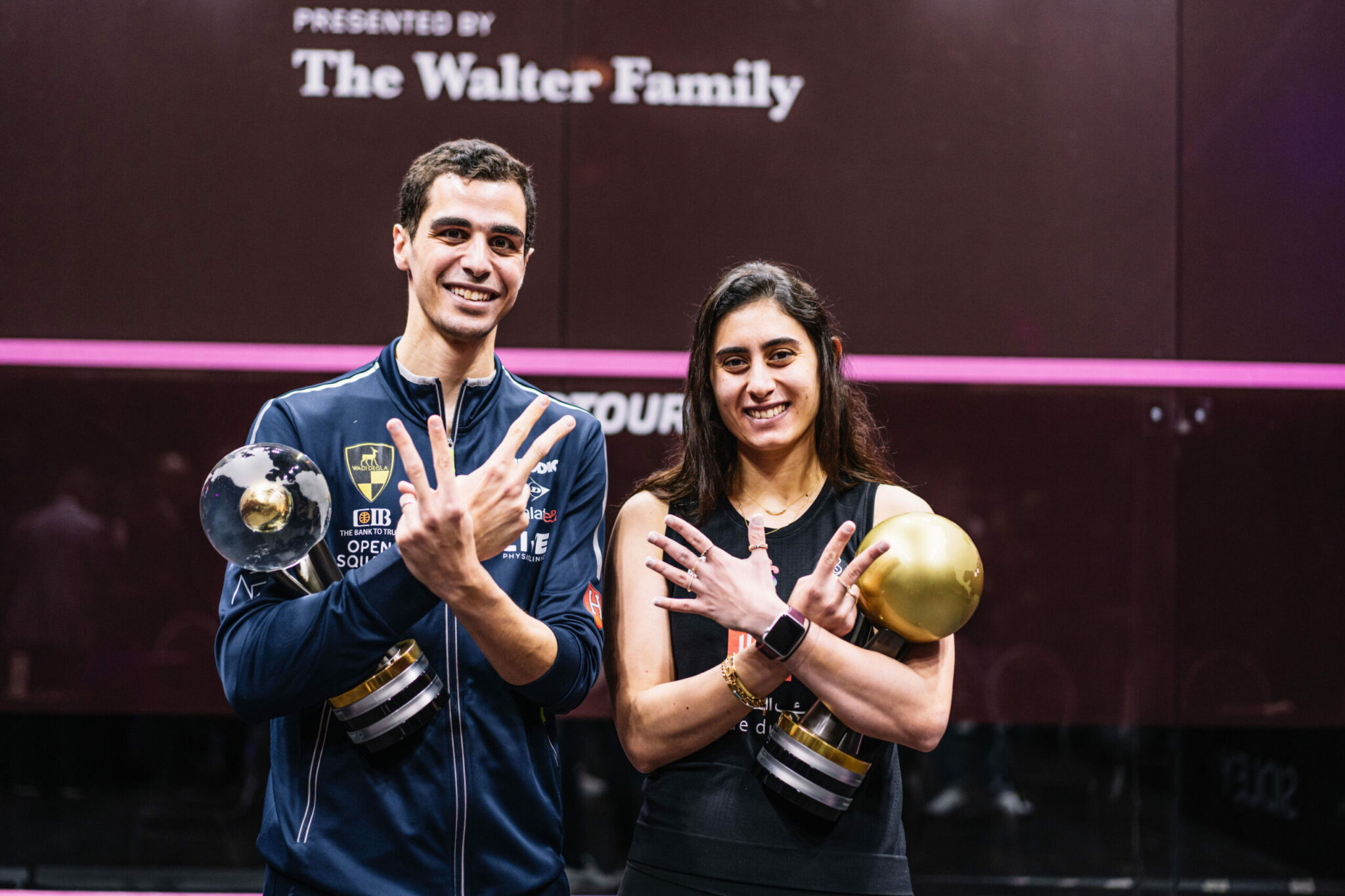 Nour El Sherbini and Ali Farag both retained their World Championship titles ©PSA