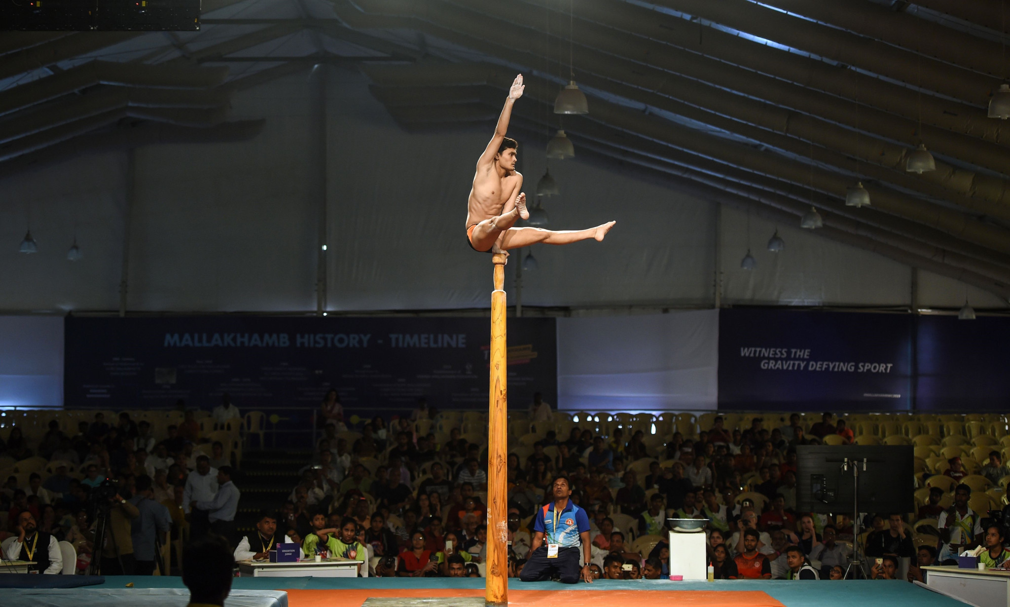 Mallakhamb, a form of aerial yoga or gymnastics where athletes perform on a vertical pillar, has launched a campaign to be part of the 2028 Olympics in Los Angeles ©Getty Images