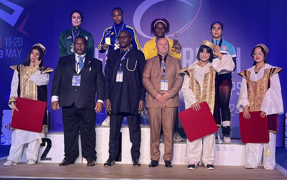 The podium for the women's 76 kilograms category in Tunis ©Brian Oliver