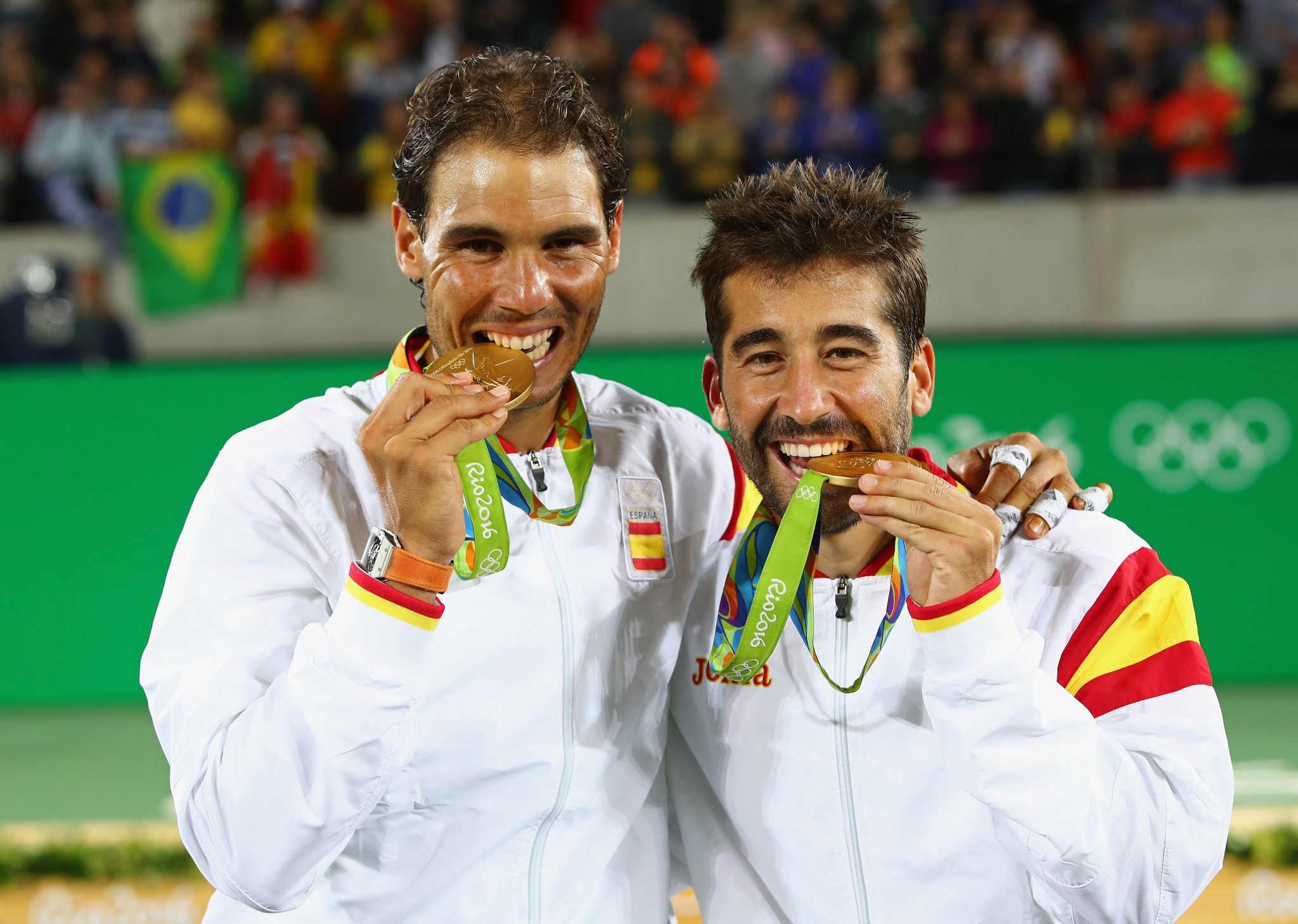 Rafael Nadal, left, has won two Olympic gold medals with Spain during an illustrious tennis career, which he plans to end next year ©Getty Images