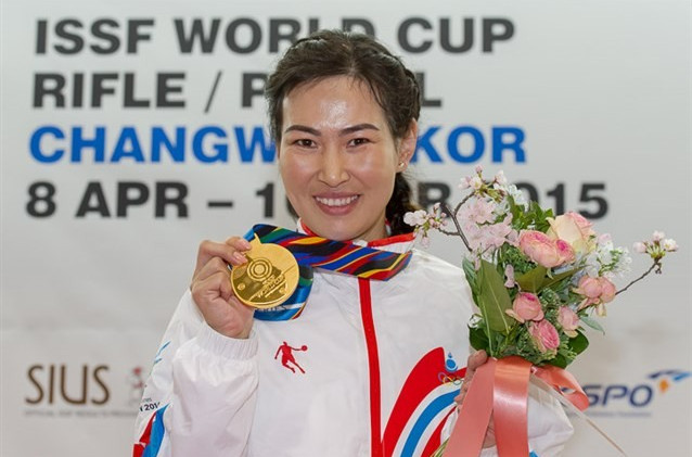 Mongolia’s Otryad Gundegmaa finished atop the podium in the women’s 25m pistol event