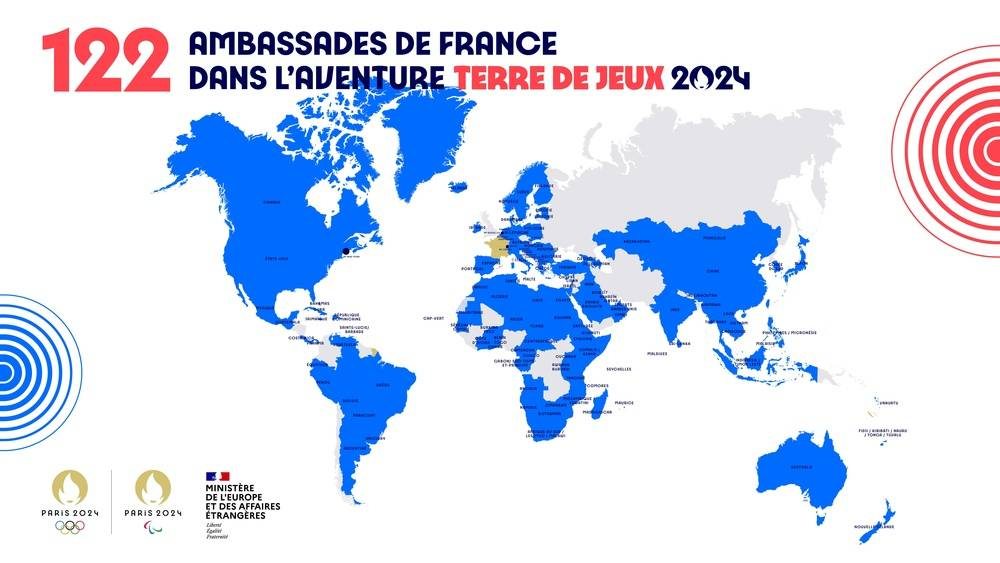 There are 122 French Embassies around the world now using the Terre de Jeux 2024 label ©France Diplomacy