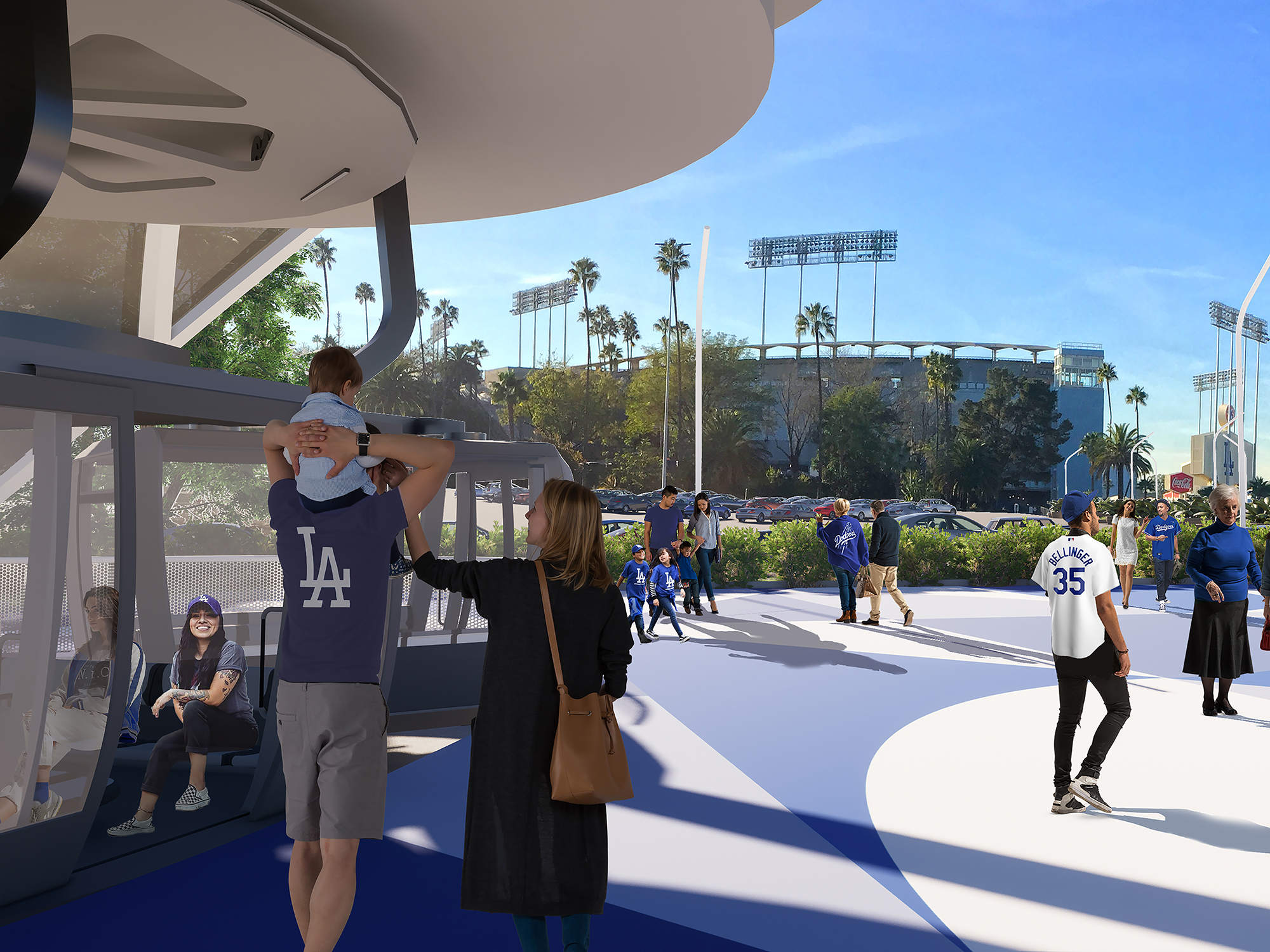 It would take seven minutes to travel to complete the 1.2 mile journey from Union Station to the Dodger Stadium on the proposed gondola ©Los Angeles County Metropolitan Transportation Authority