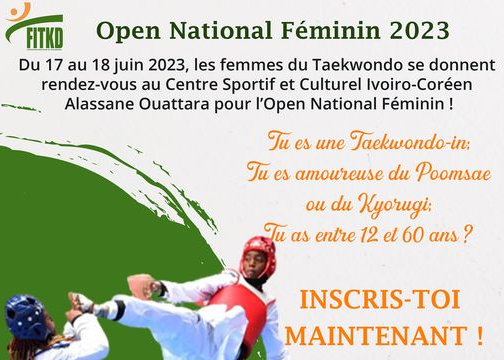 A National Women's Open tournament in taekwondo has been scheduled in the Ivory Coast ©FITKD