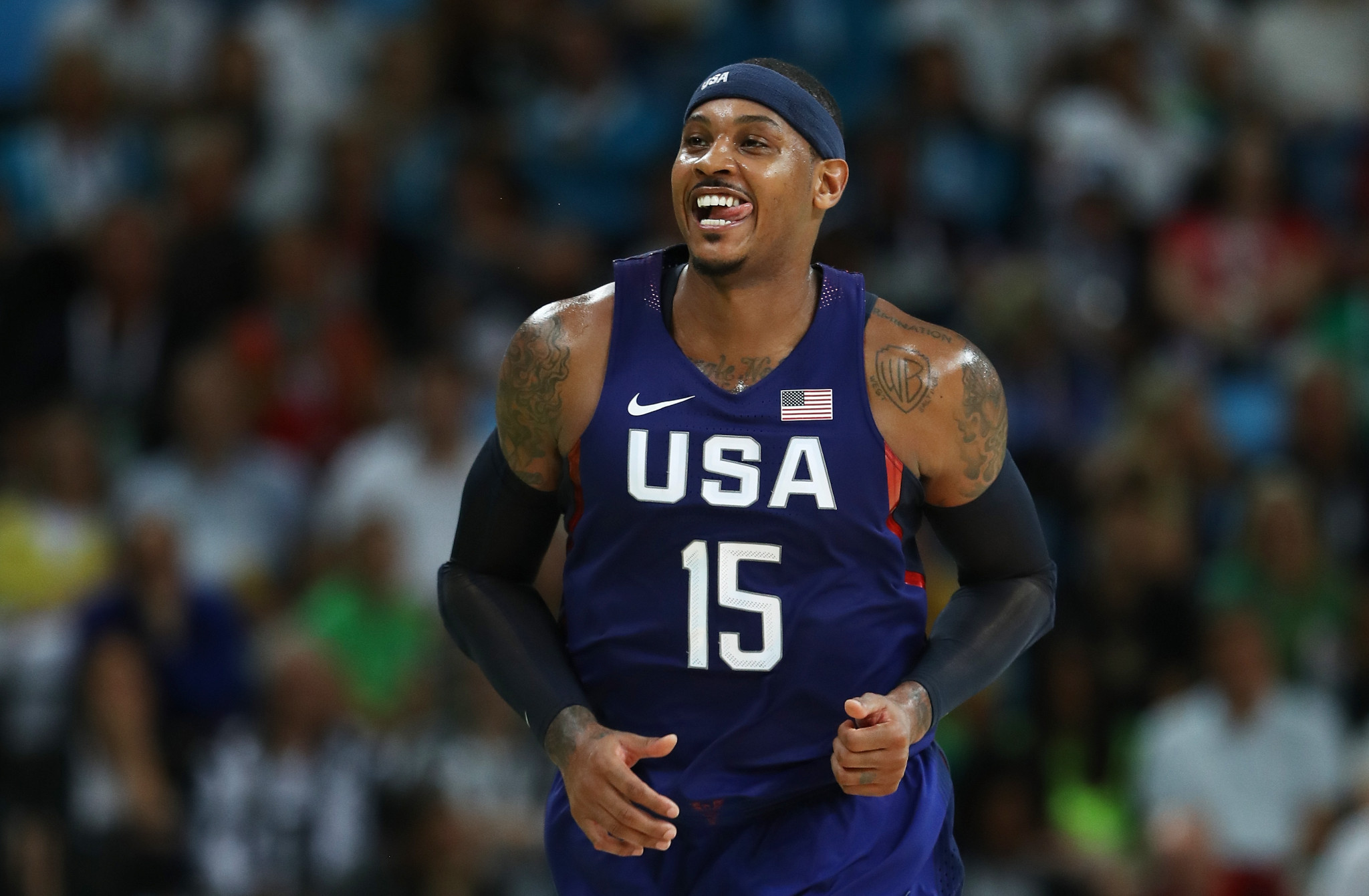 Triple Olympic champion Carmelo Anthony has announced his retirement from basketball ©Getty Images