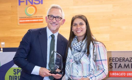 Gary Lineker and Natali Shaheen have been given awards by Amnesty International and Sport4Society ©Matteo Nardone, AI Italy 