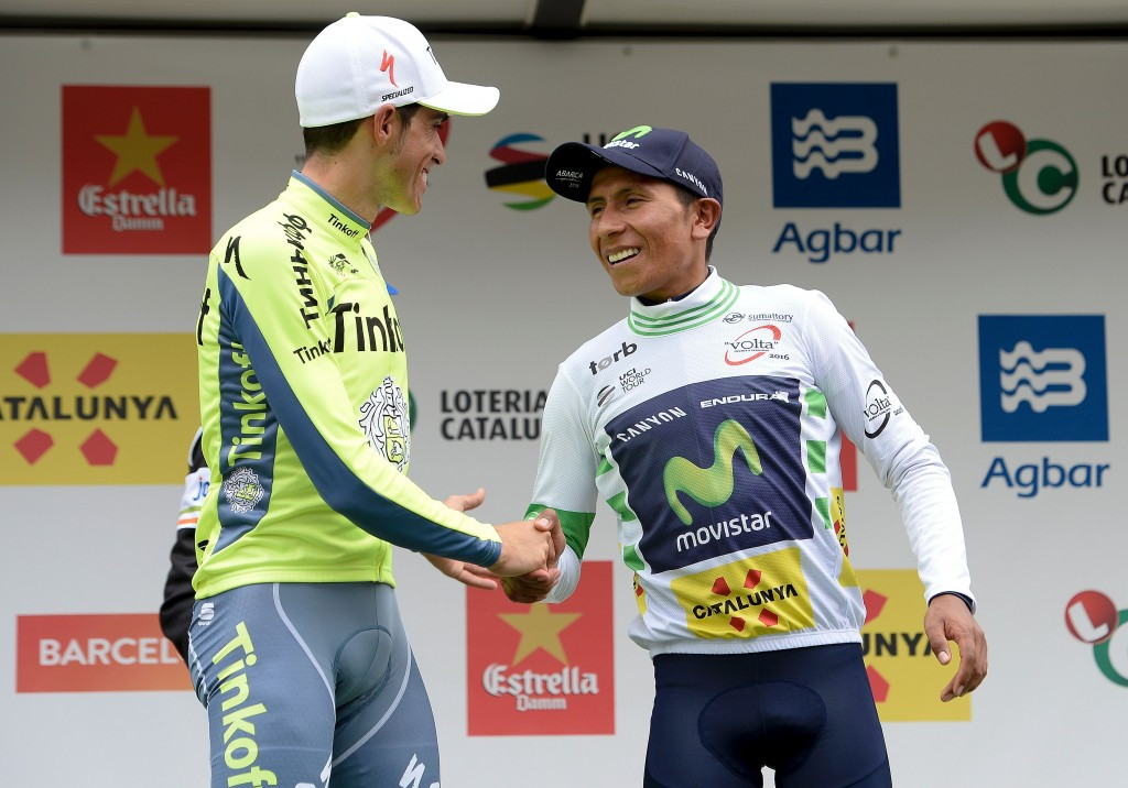 Alberto Contador (left) and Nairo Quintana, pictured after last month's Volta Catalunya, are continuing their epic rivalry ©Getty Images