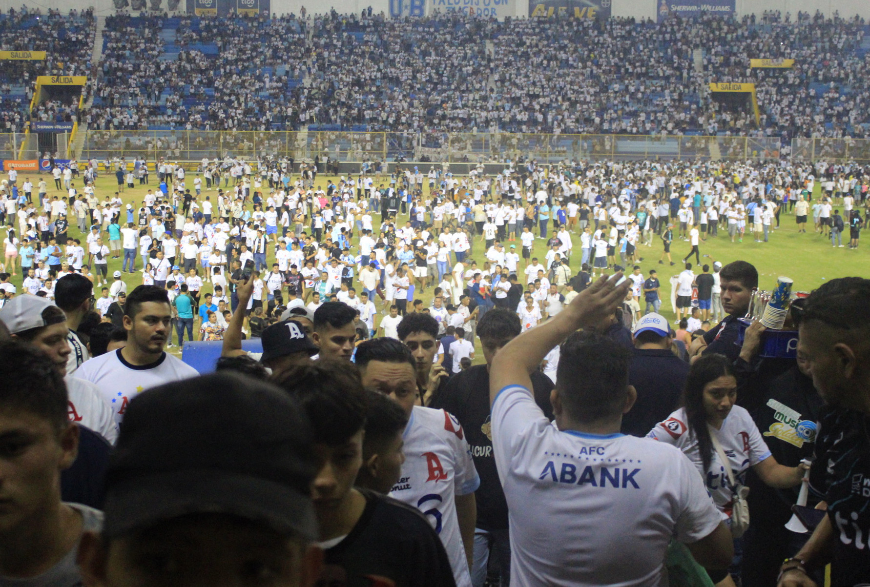 Five arrested as stampede at football stadium in El Salvador leads to 12 deaths