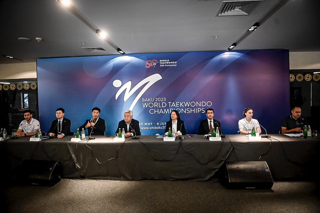 World Taekwondo President Chungwon Choue, fourth left, insisted allowing Russian and Belarusian athletes to compete was "a good example to support our athletes" ©World Taekwondo