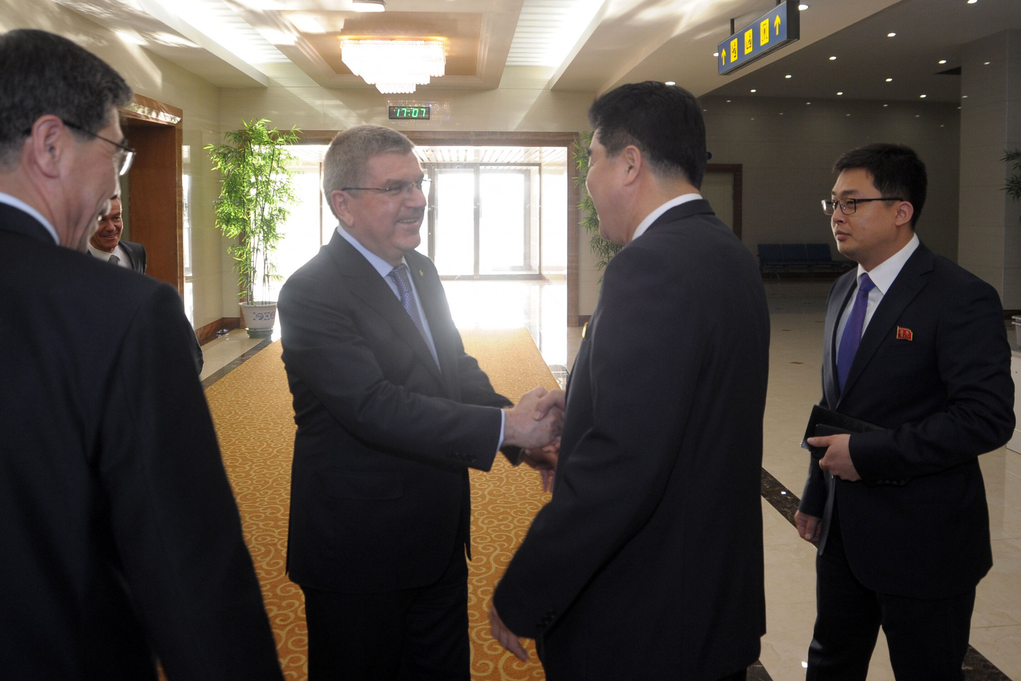 IOC President Thomas Bach on a visit to Pyongyang in 2018 to meet Kim Jong Un ©Getty Images