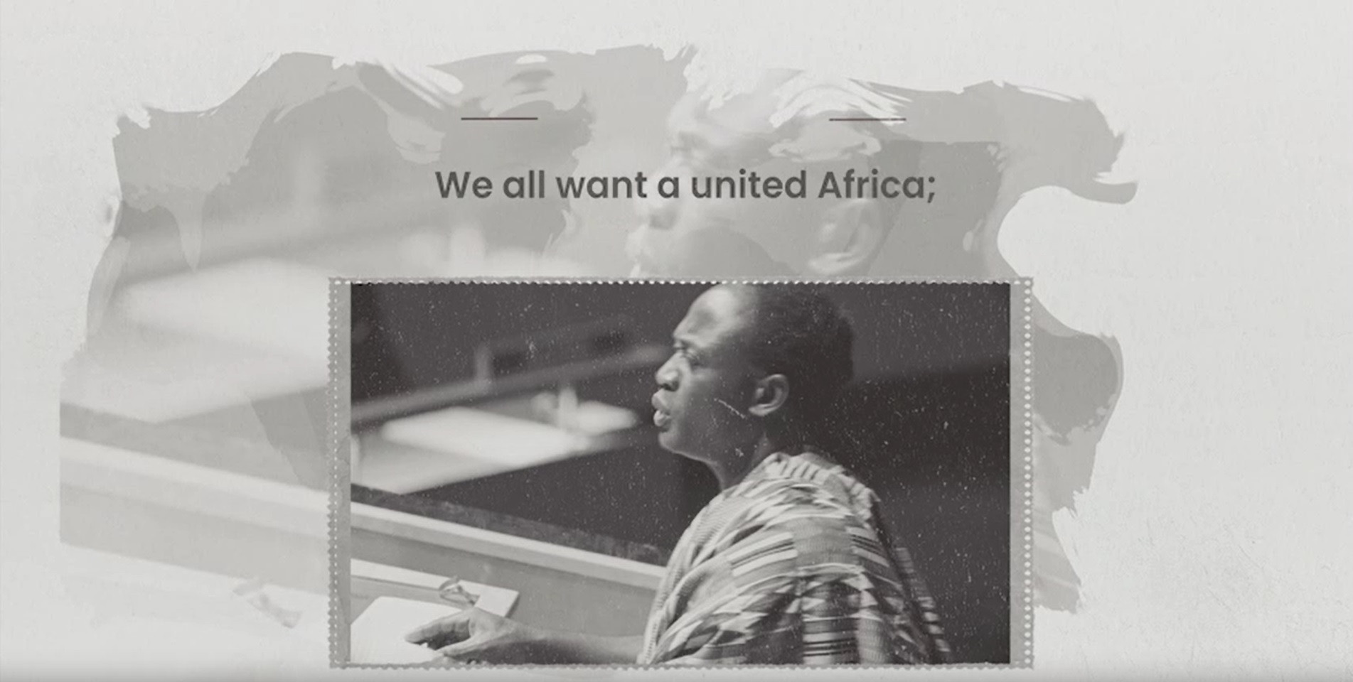 The promotional video begins with a speech from former Ghanaian President Kwame Nkrumah promoting African unity ©Accra 2023