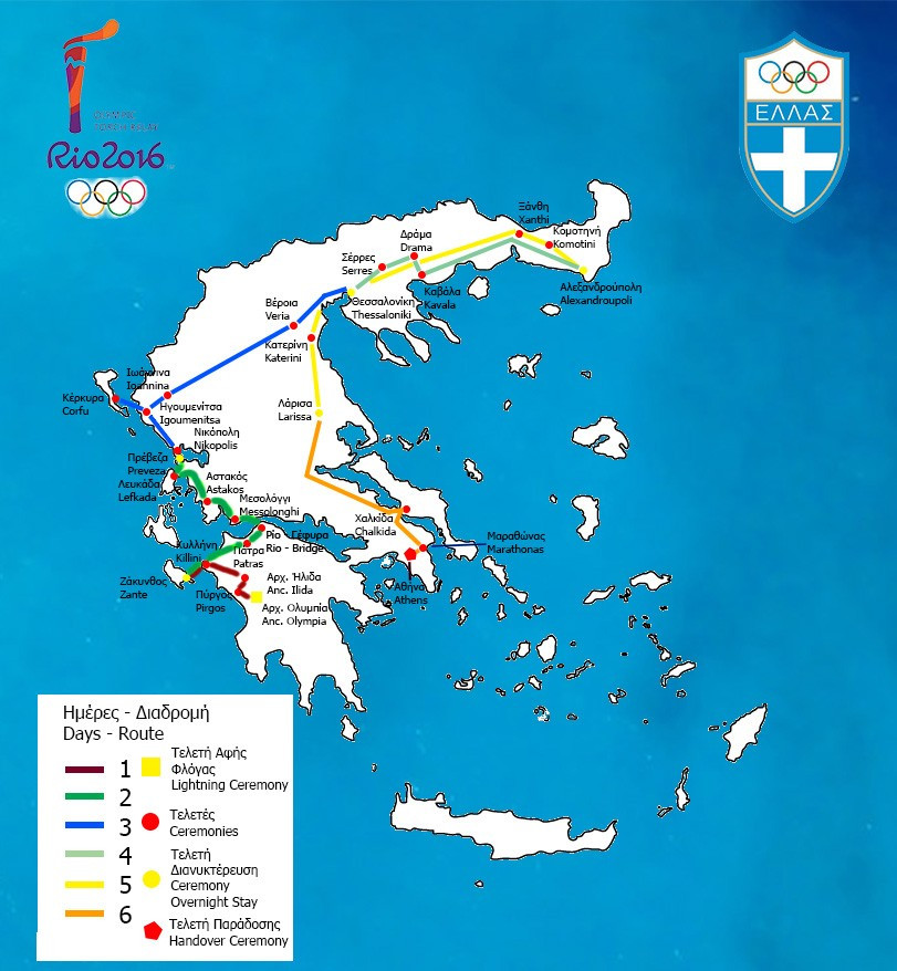 The torch will travel around a large part of Greece