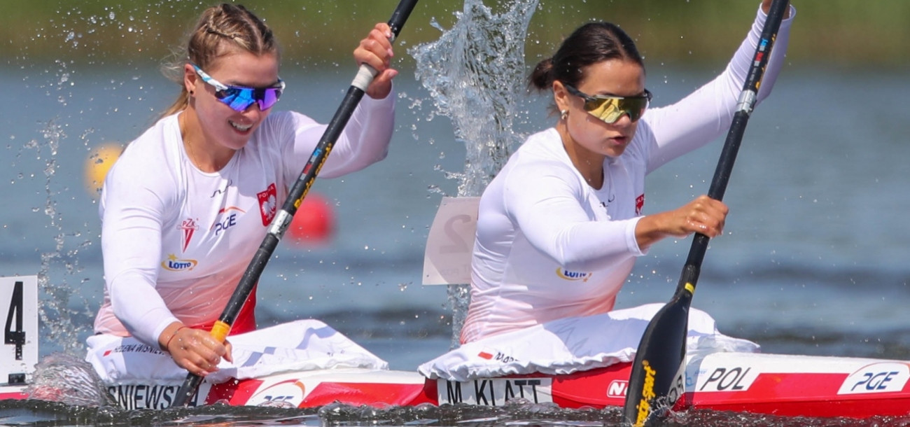 Martyna Klatt, right, and Helena Wiśniewska, left, were among the Polish gold medallists at the ICF Canoe Sprint World Cup in Poznań ©ICF