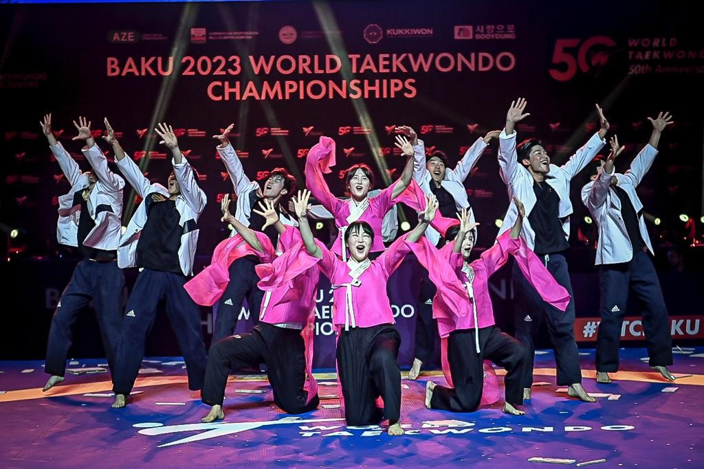 The Demonstration Team's performance incorporated an Azeri element ©World Taekwondo
