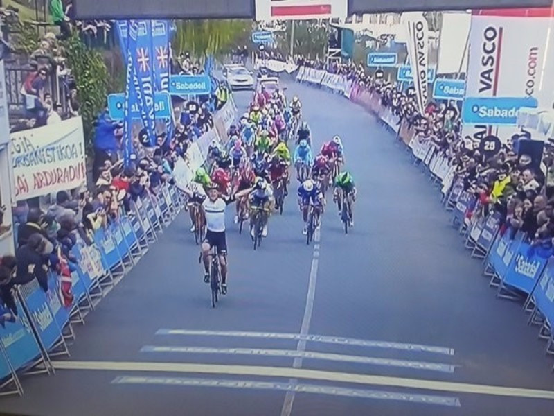 Steve Cummings produced a superb breakaway to edge clear and cross the line first ©Team Dimension Data