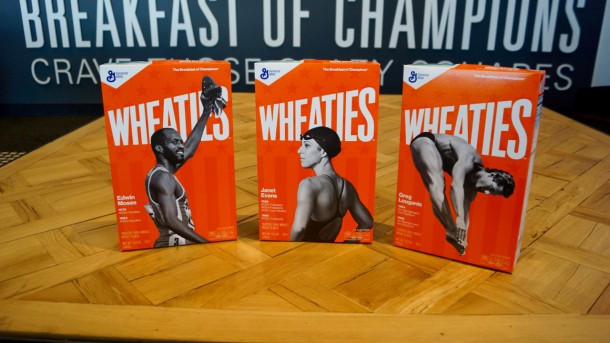 Janet Evans and Greg Louganis are among the latest athletes to be placed on the front of Wheaties boxes
