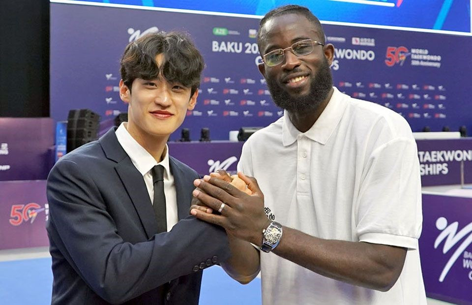 Results for the World Taekwondo Athletes' Committee elections were revealed, with South Korea's Lee Dae-hoon, left, and Ivory Coast's Cheick Cissé, right, securing the two available male positions ©World Taekwondo
