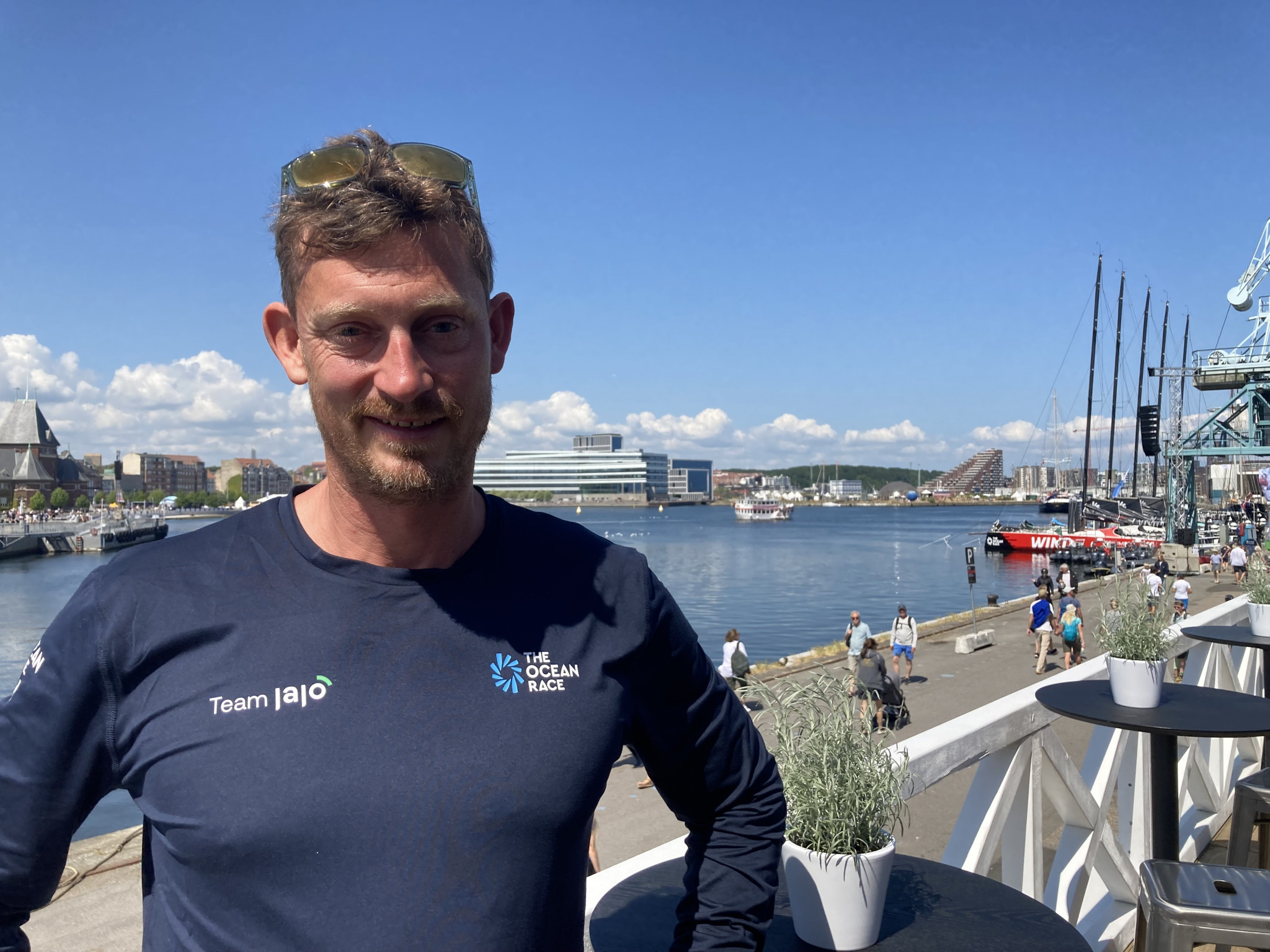 Danish Olympic gold medallist Martin Kirketerp is competing in The Ocean Race which has stopped in his home city of Aarhus ©ITG