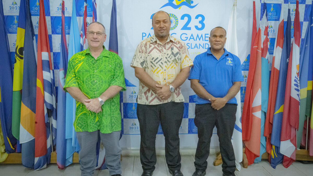Pacific Games Organising Committee chief executive Peter Stewart, left, feels the support of public servants for Solomon Islands 2023 is "very significant" ©Solomon Islands Government 