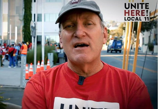 UNITEHERE Local 11 leader Kurt Petersen is calling on hotels in Los Angeles to raise the wages of staff before the city hosts the FIFA World Cup and the 2028 Olympics ©UNITE HERE Local 11