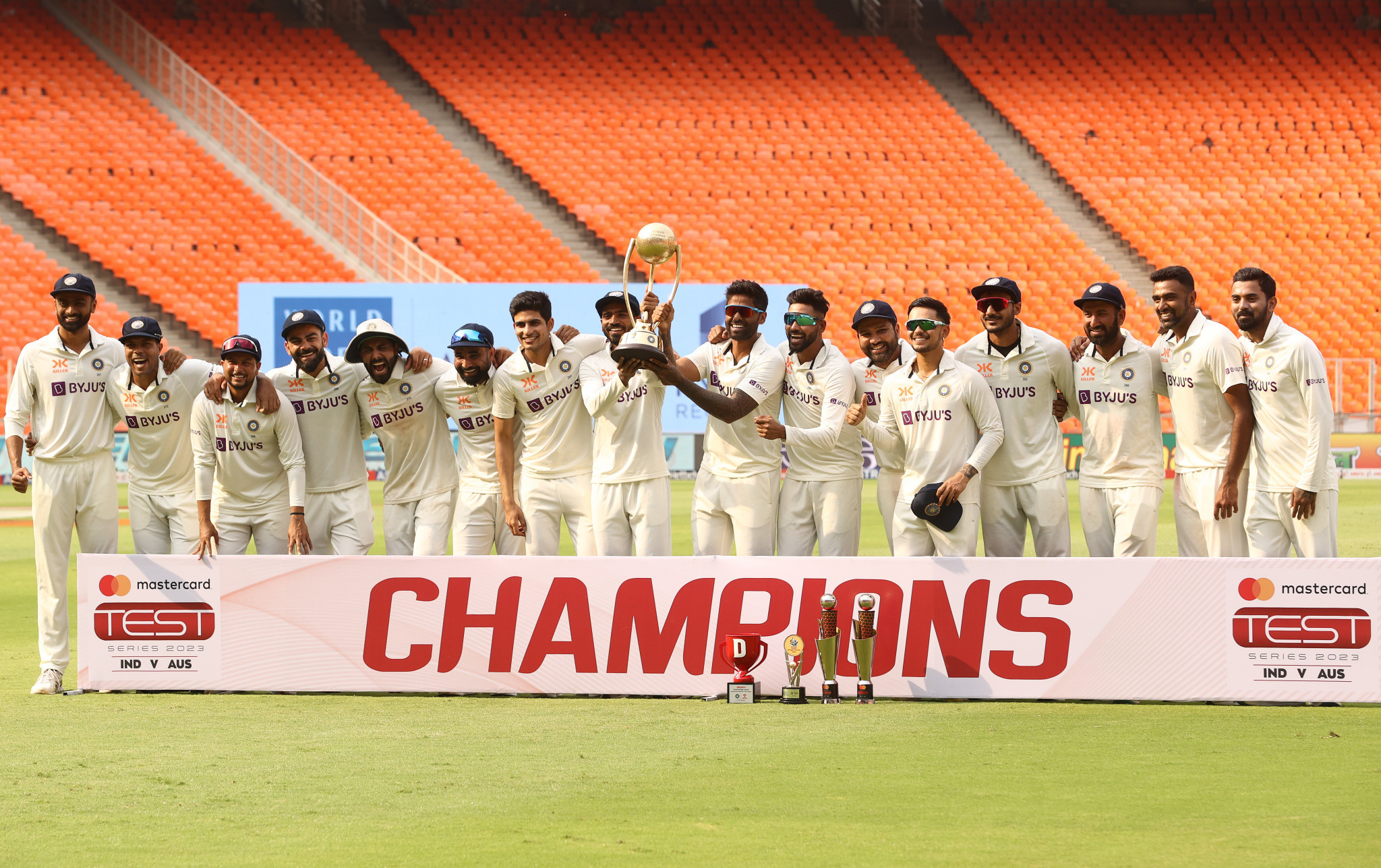 India beat Australia in February to lift the Border-Gavaskar Trophy ©Getty Images