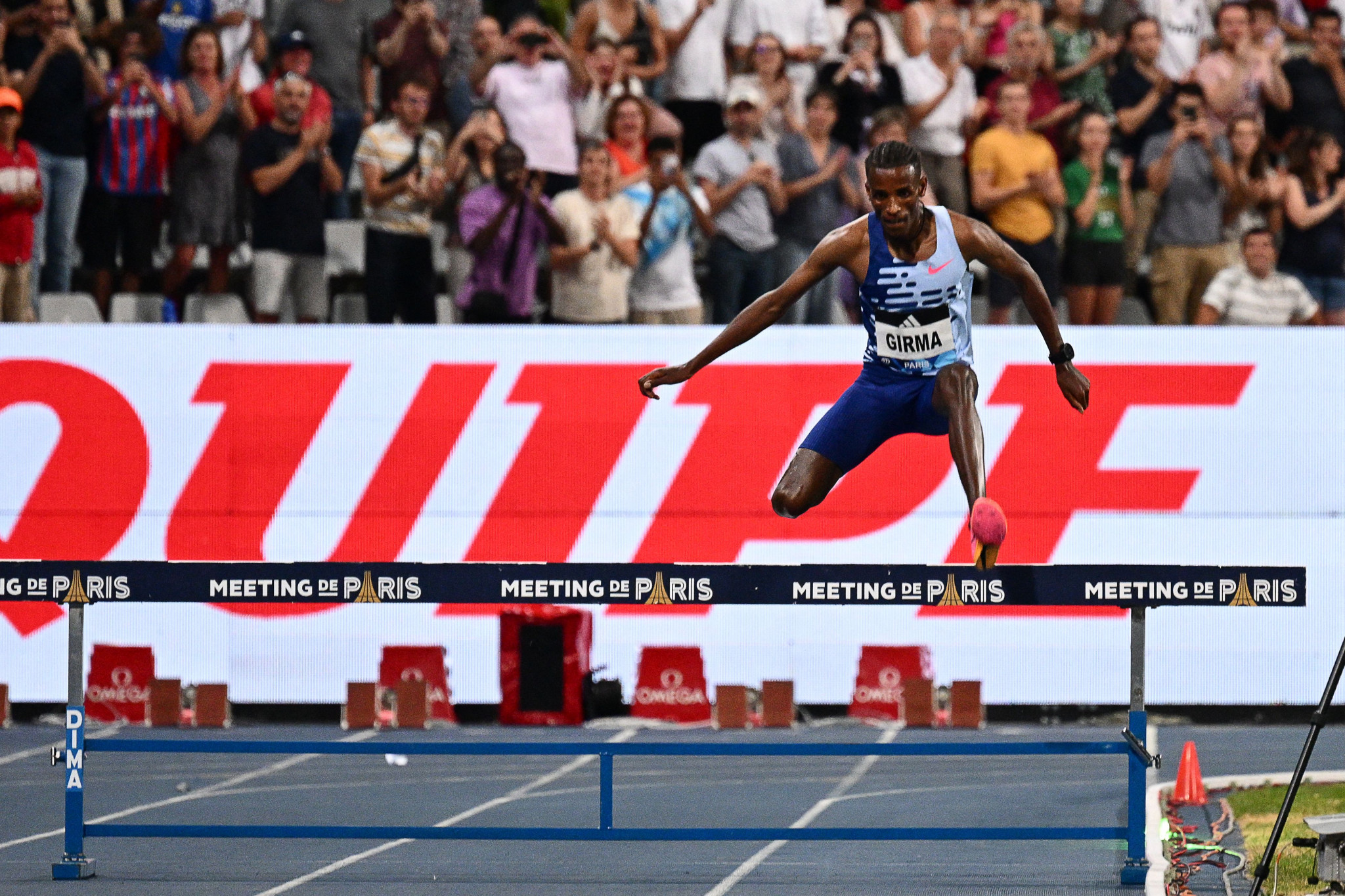Ethiopia's Lamecha Girma broke the men's 3,000m steeplechase world record in 7:52.11 ©Getty Images