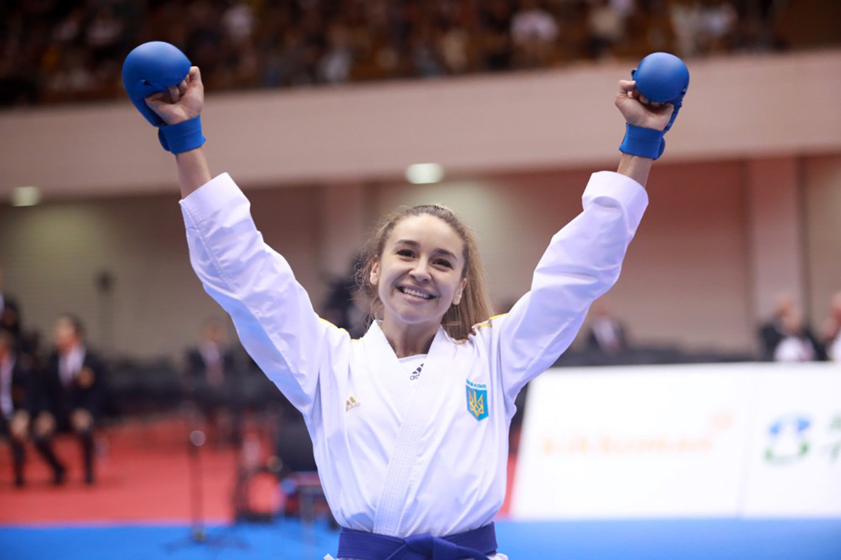 Ukraine's Olympic silver medallist Anzhelika Terliuga triumphed in the women's under-55kg kumite in Fukuoka ©WKF