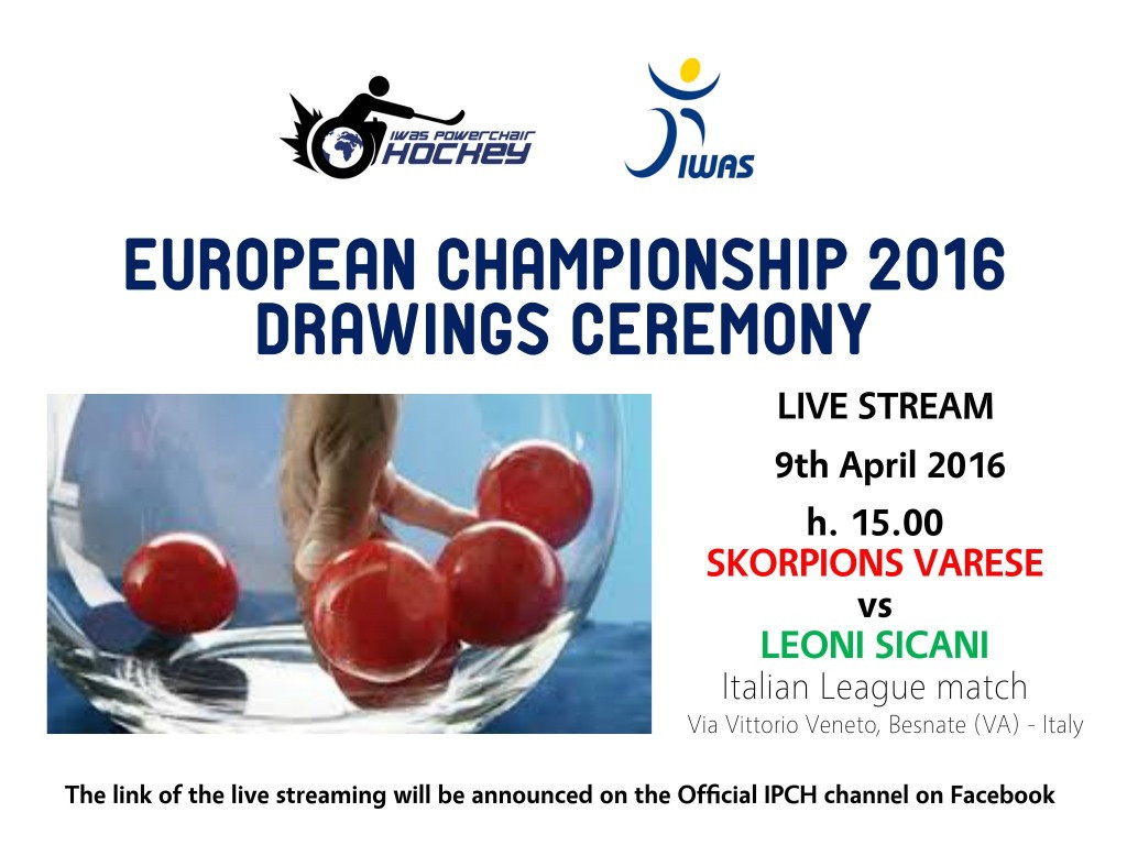Group draw for 2016 Powerchair Hockey European Championships to be streamed live on April 9