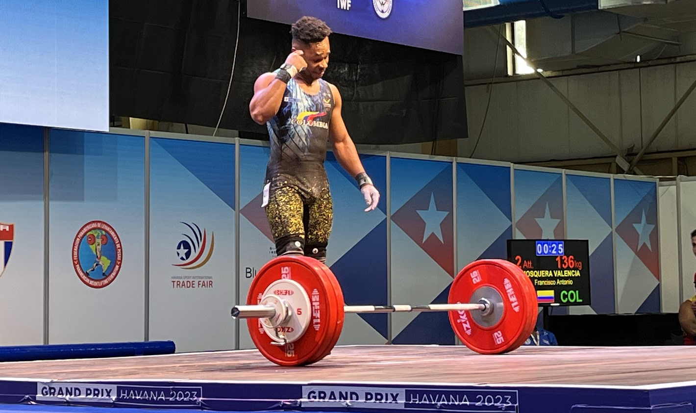 Colombia's 67kg world champion Francisco Mosquera had to settle for third behind Indonesia's Eko Yuli Irawan, who had moved up a weight, at the IWF Grand Prix in Havana ©ITG