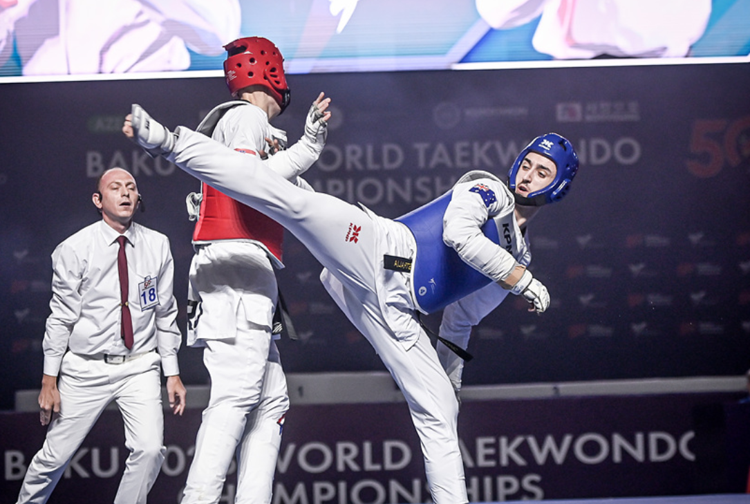 Leon Sejranovic, right, won bronze in the men's under-74 kilograms division at the event in Azerbaijan's capital ©World Taekwondo