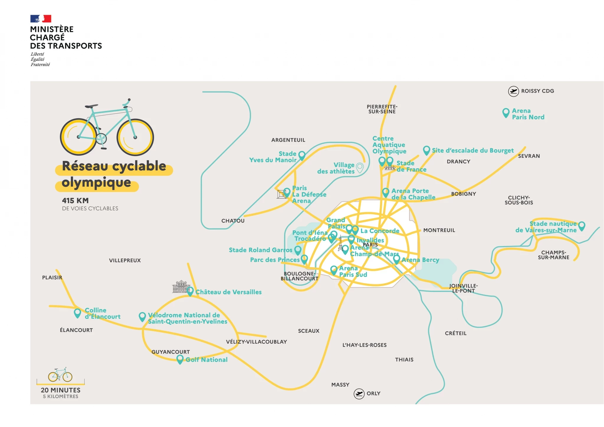Map detailing 415km cycling network for Paris 2024 unveiled in capital