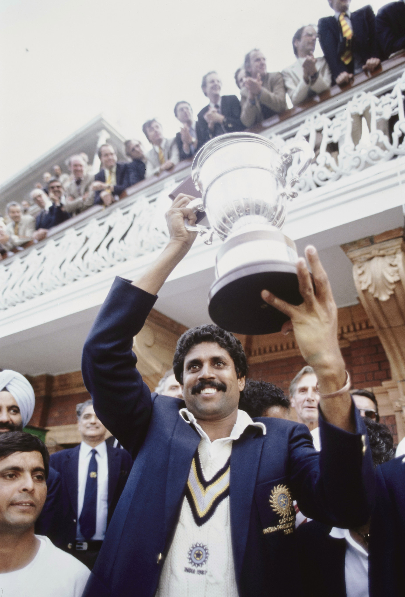 Kapil Dev lifted the Prudential Cup on the balcony at Lord's cricket ground ©Getty Images