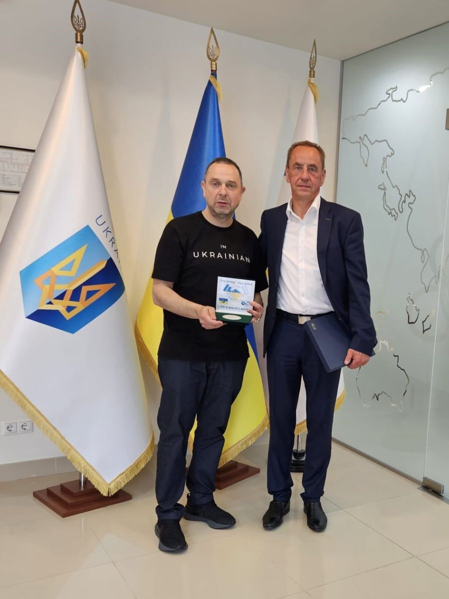 Thomas Konietzko, right, met with Ukrainian Sports Minister Vadim Guttsait and they 