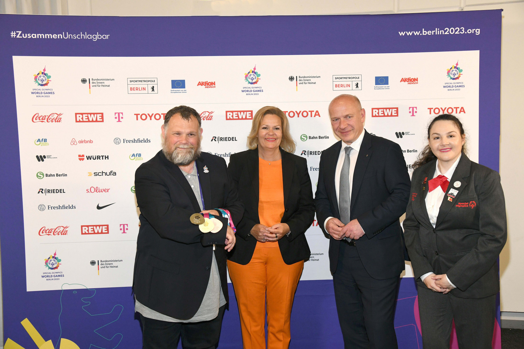 German Interior Minister Nancy Faeser, second left, said the Special Olympics World Games 