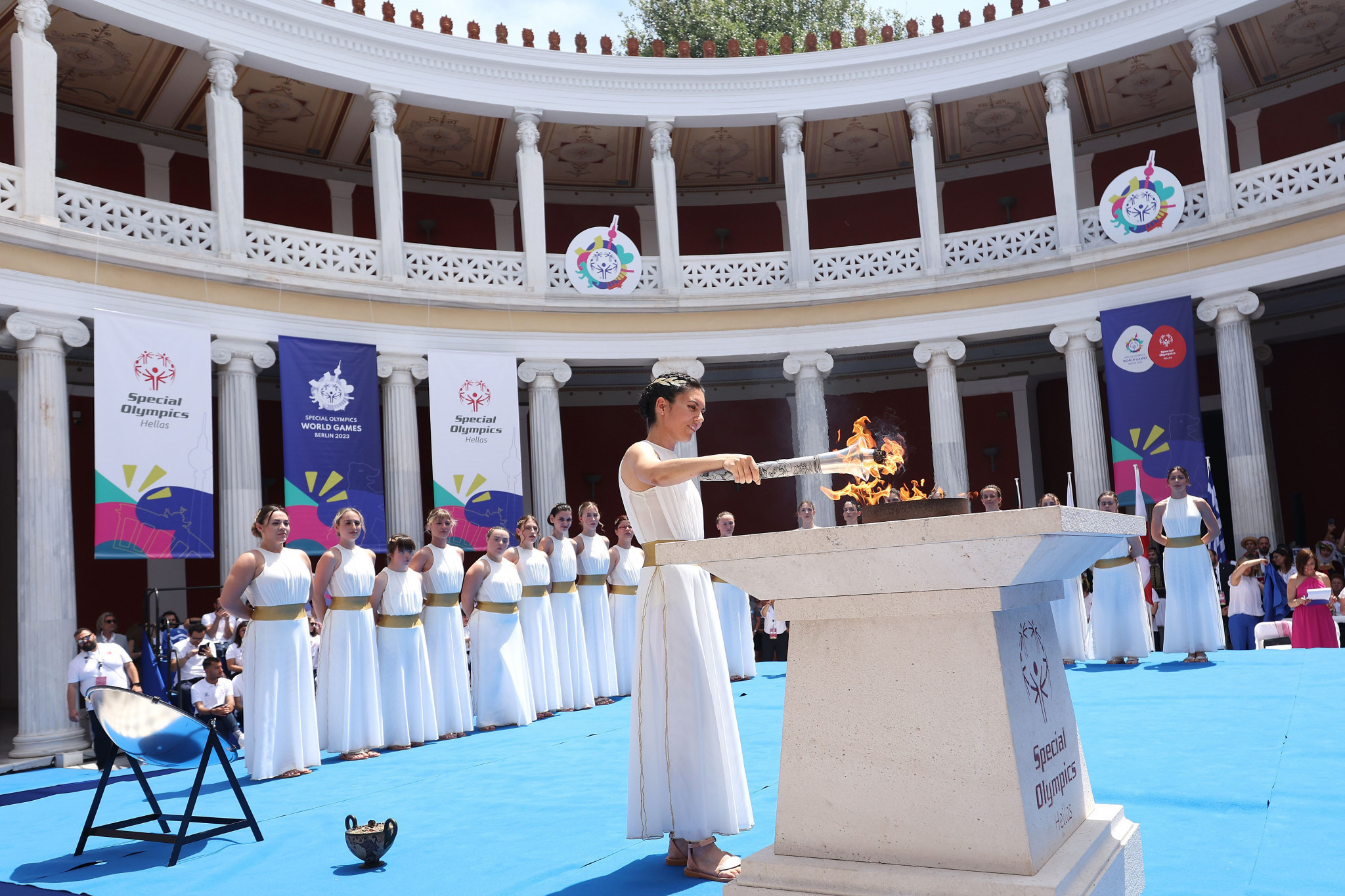The Berlin 2023 Special Olympics World Games Torch lighting ceremony was held at Zappeion Temple in Athens, Greece, earlier this month ©Getty Images 