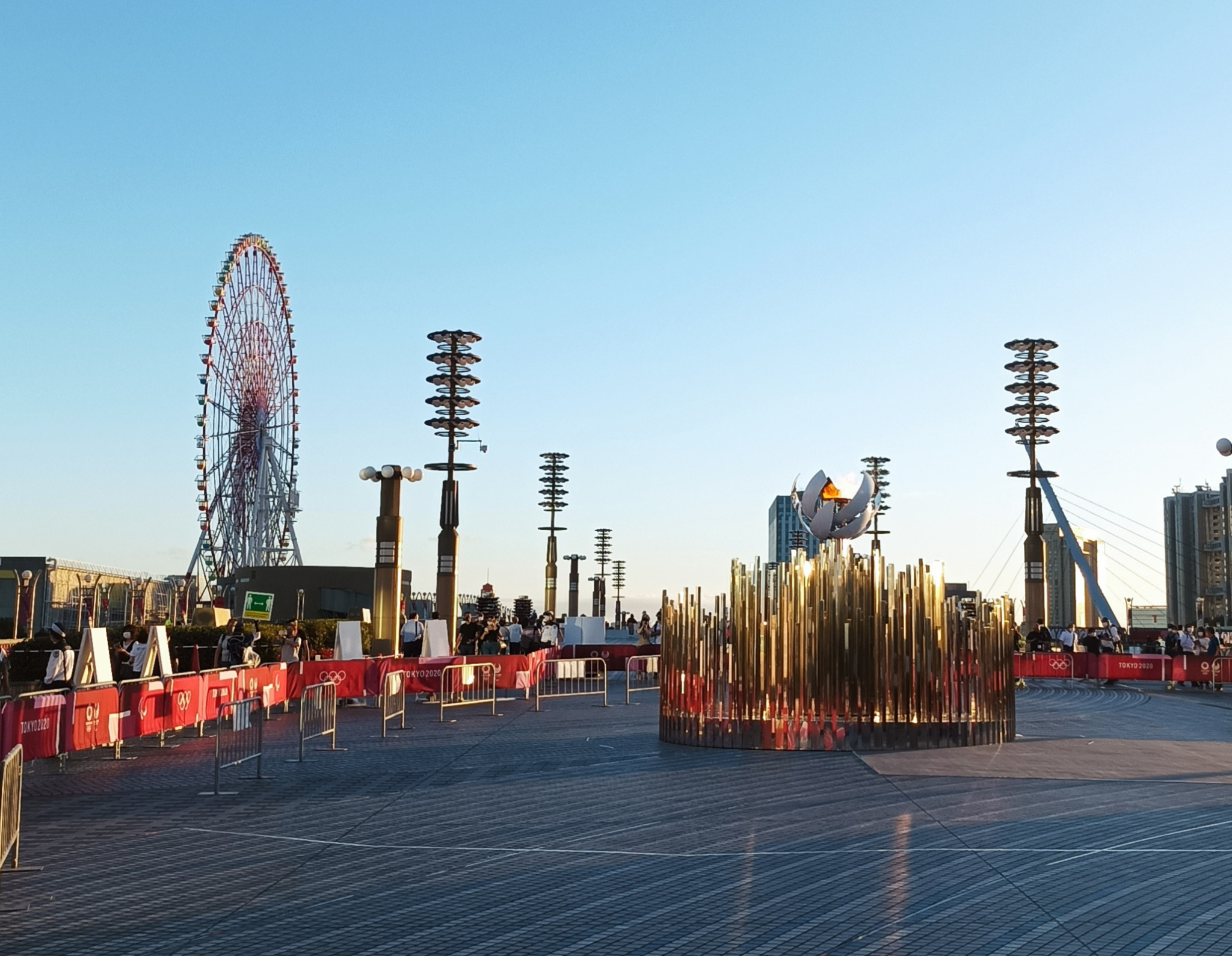 The Tokyo Olympic Flame was kept on the waterfront for the duration of the Games ©ITG