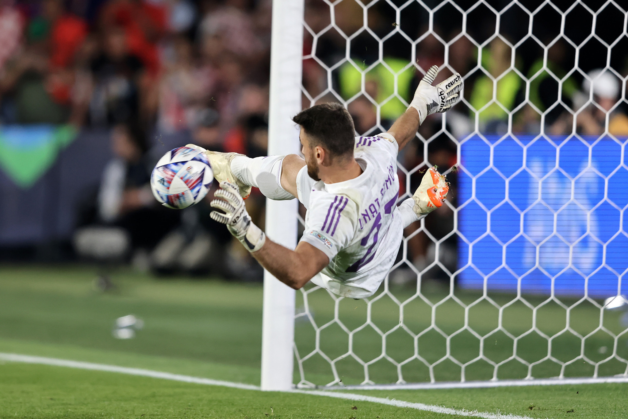 Unai Simón saved two penalties for Spain as they edged past Croatia to win the third edition of the UEFA Nations League ©Getty Images