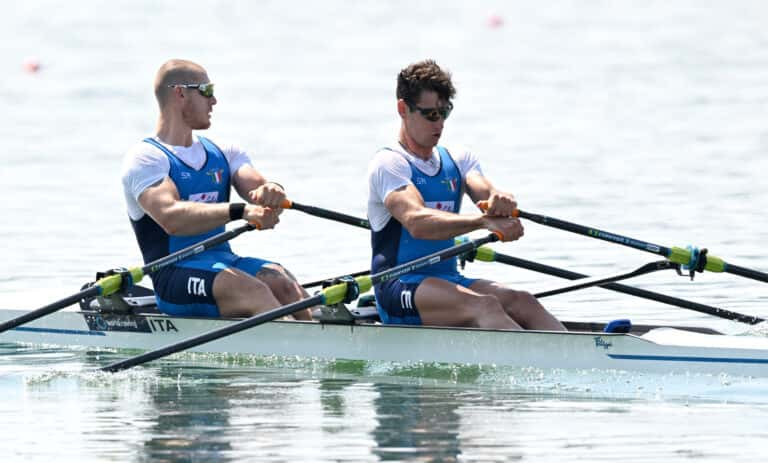 Luca Rambaldi and Matteo Sartori won the men's double sculls for Italy ©World Rowing