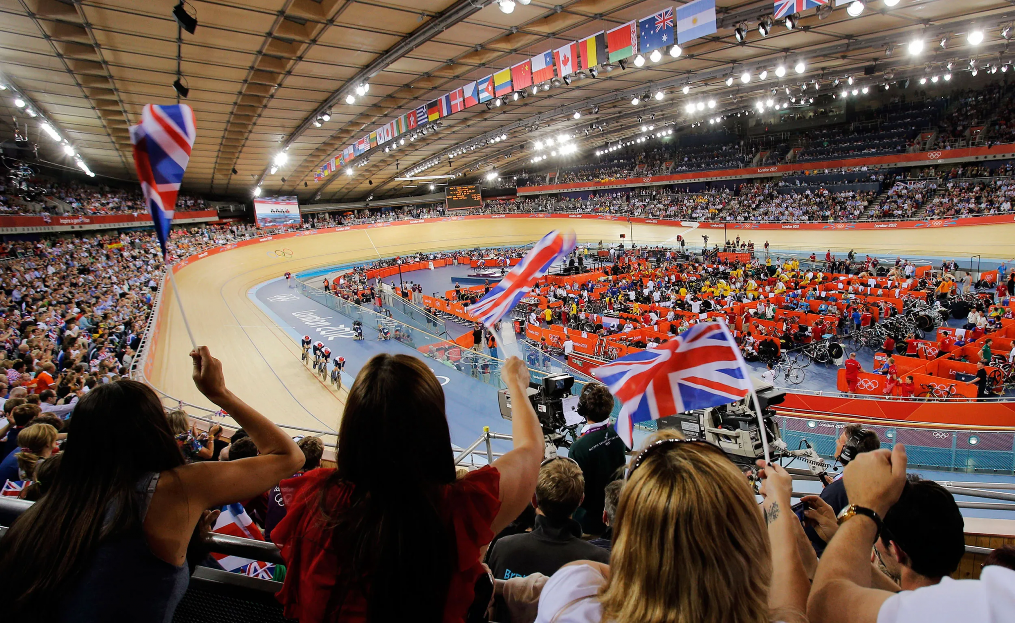 The 250-metres track in the Velodrome for the 2012 Olympics in London was made with 56 kilometres of Siberian Pine and 350,000 nails ©Getty Images