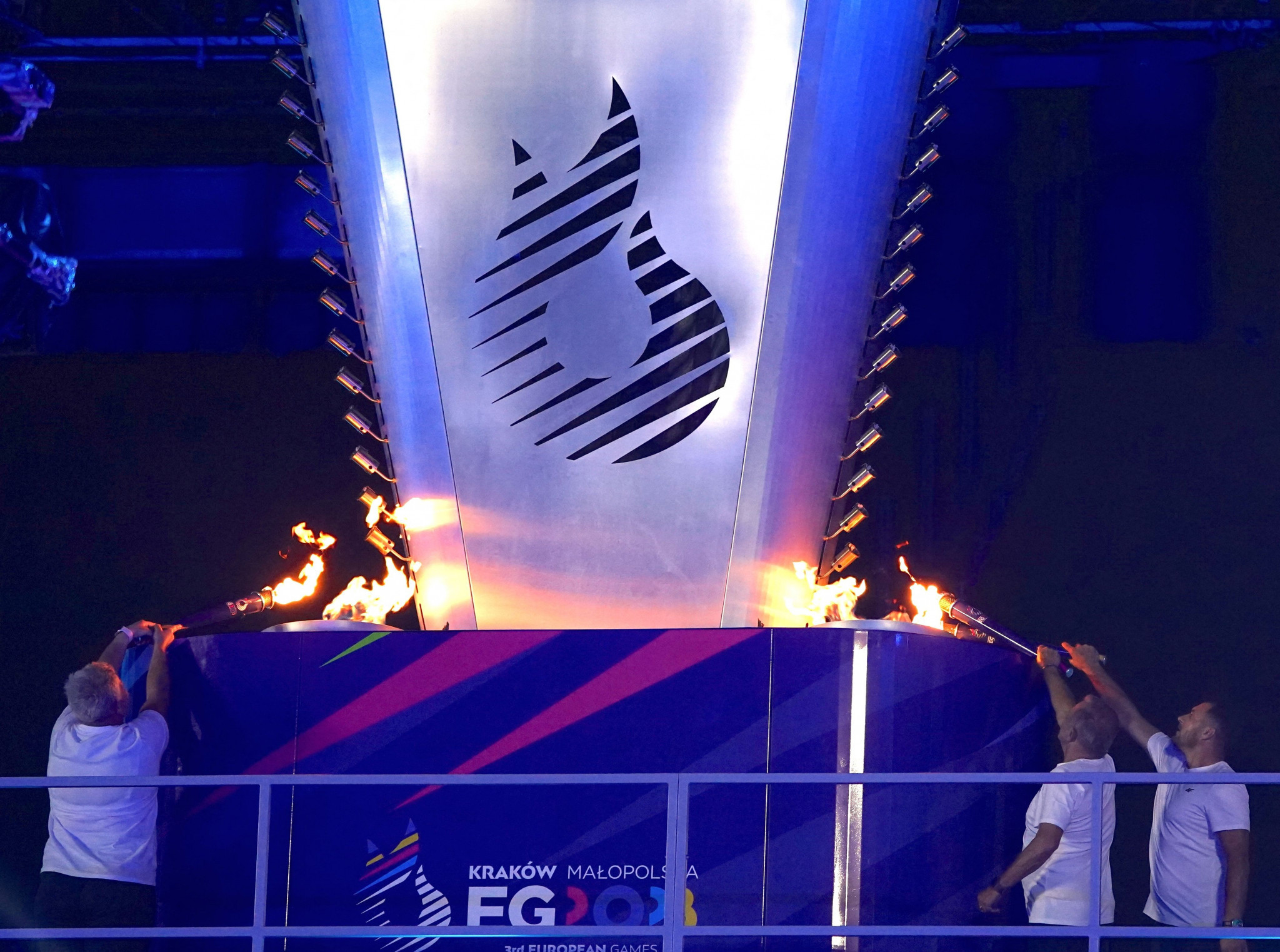 Three Polish stars light Cauldron at European Games Opening Ceremony