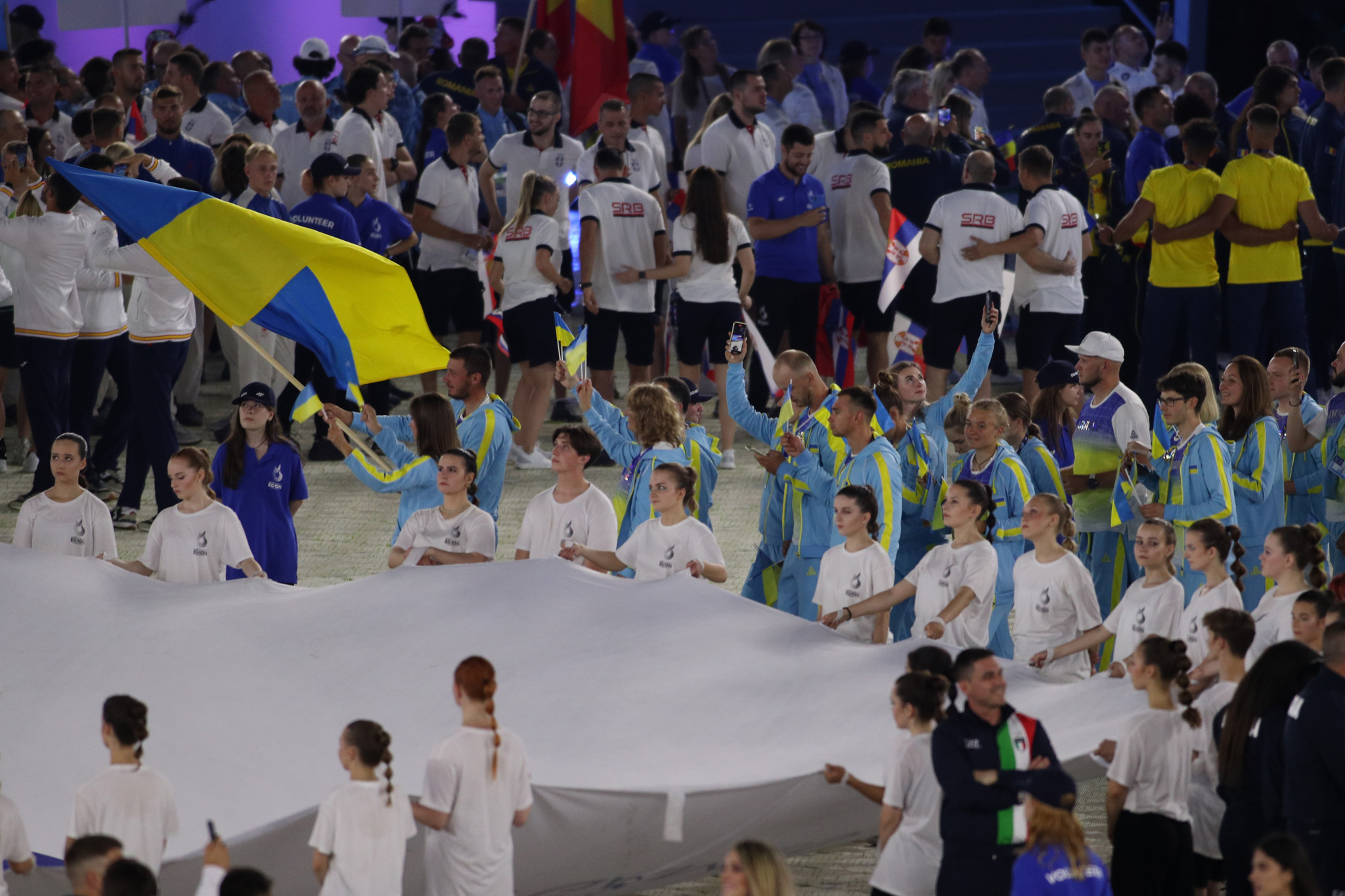 Ukraine's team of 265 athletes was warmly received by the Henryk Reyman Stadium ©Kraków-Małopolska 2023 