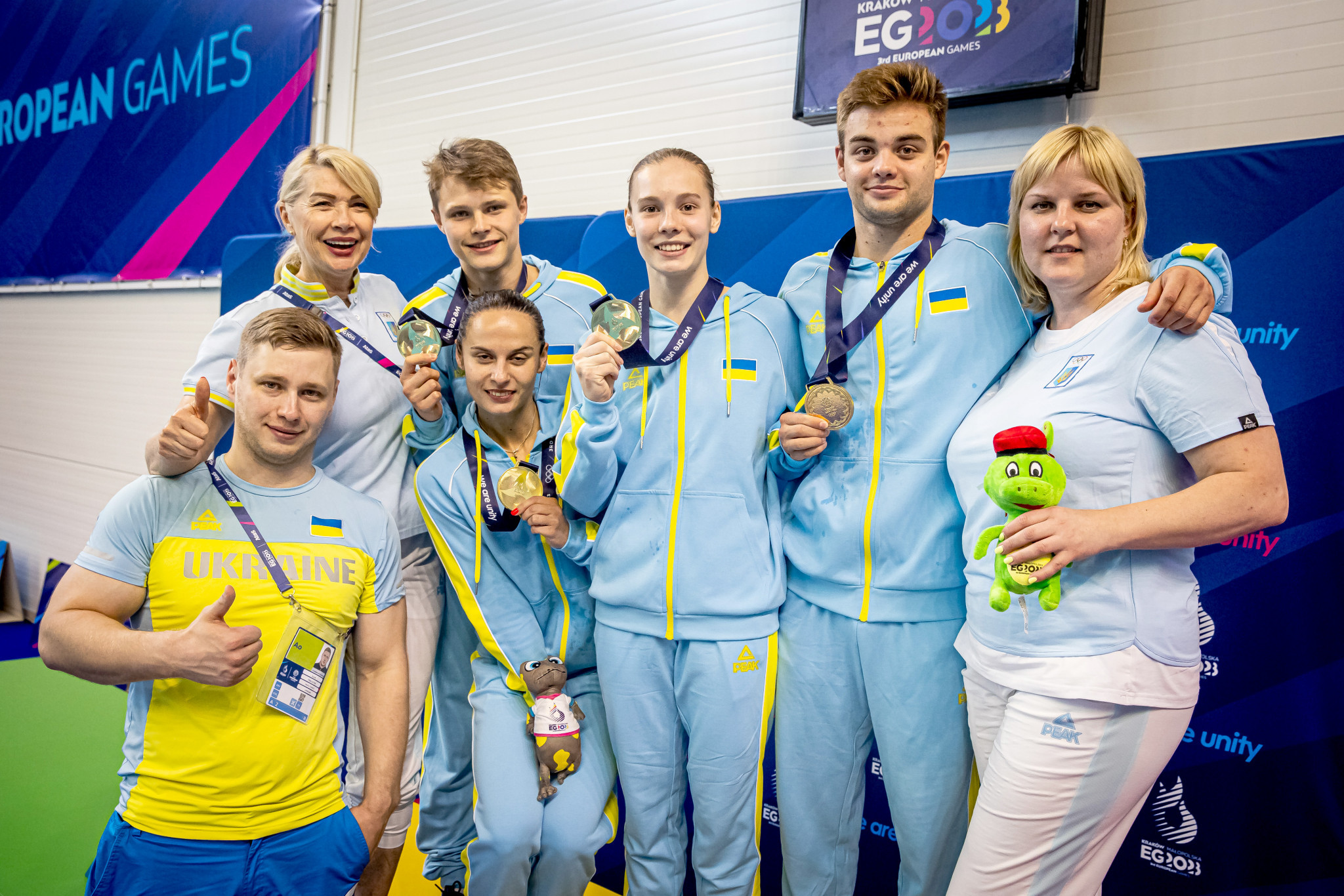 Ukraine were the other winners in the day's aquatics events, triumphing in the mixed team 3m/10m diving ©Kraków-Małopolska 2023