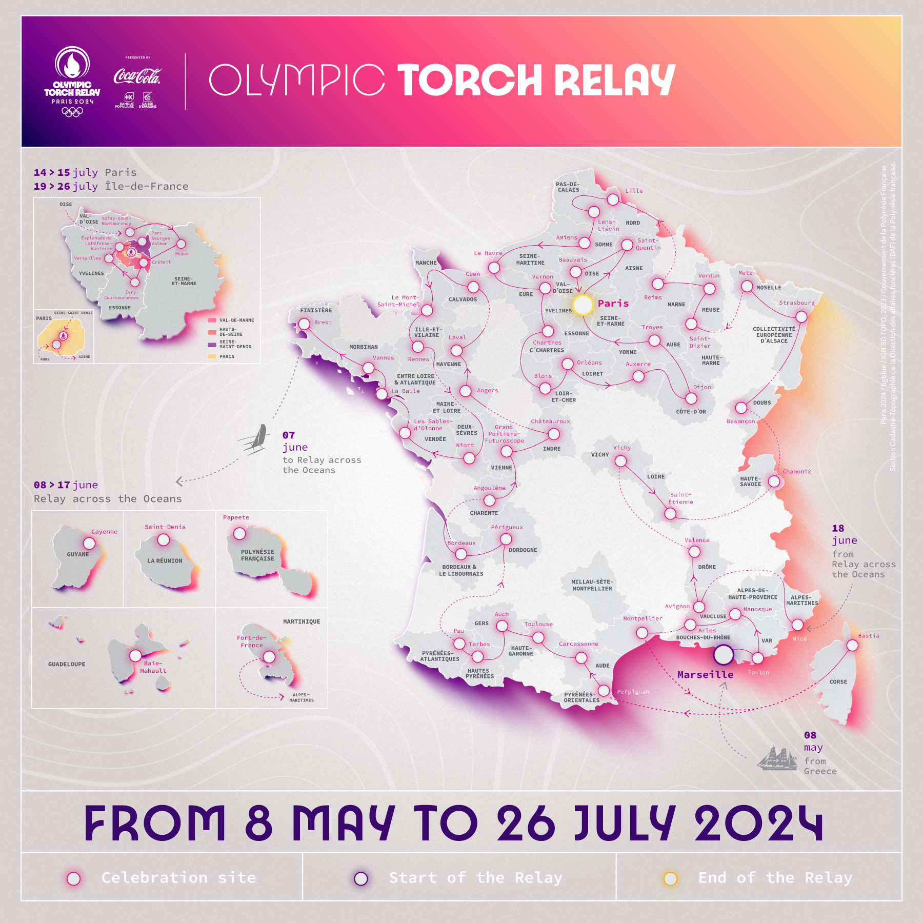 The Paris 2024 Torch Relay is set to spend 68 days on French soil ©Paris 2024