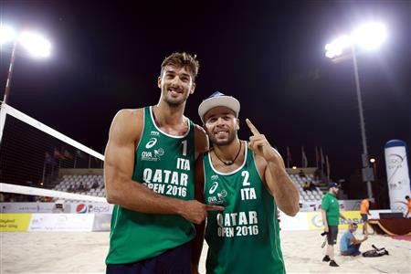 Italy’s Alex Ranghieri and Adrian Carambula claimed their first FIVB World Tour gold medal of the year after winning the Qatar Open at Al Gharafa Sports Club in Doha today ©FIVB