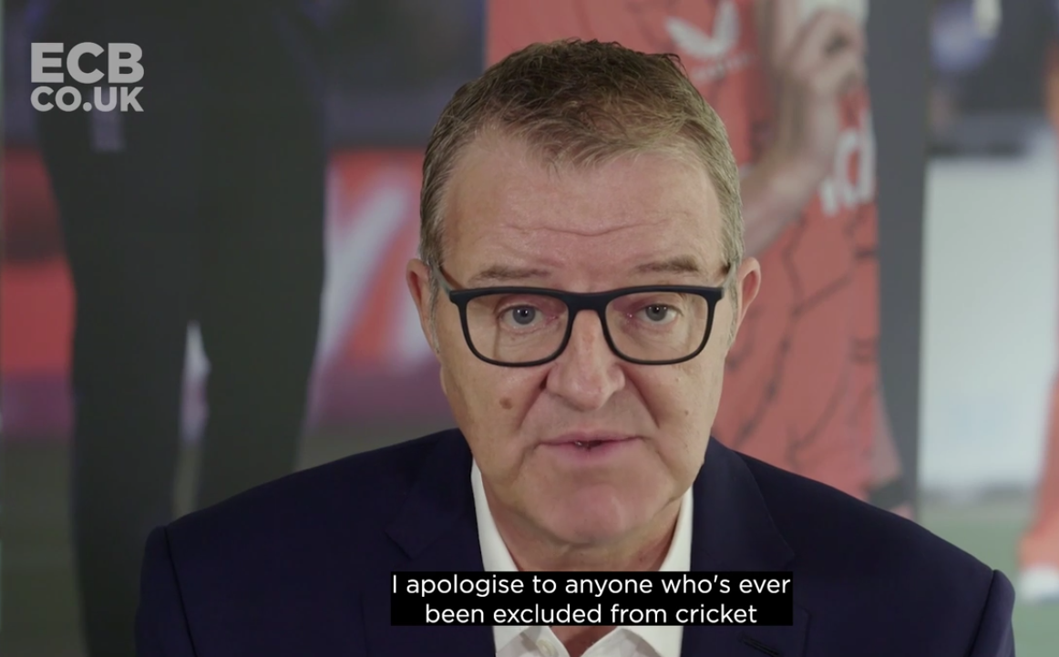 ECB chairman Richard Thompson issued a video message apologising on behalf of the wider leadership of the game to those who had faced descrimination ©ECB 
