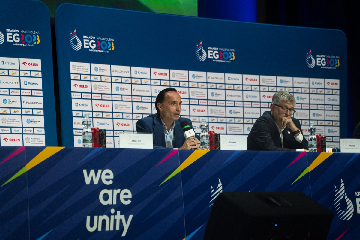 FITEQ secretary general Lazslo Vajda, left, is looking forward to teqball's debut at the European Games tomorrow ©FITEQ